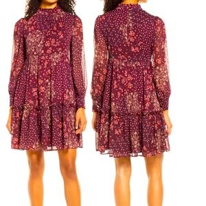 Eliza j mix floral long sleeve chiffon mini dress